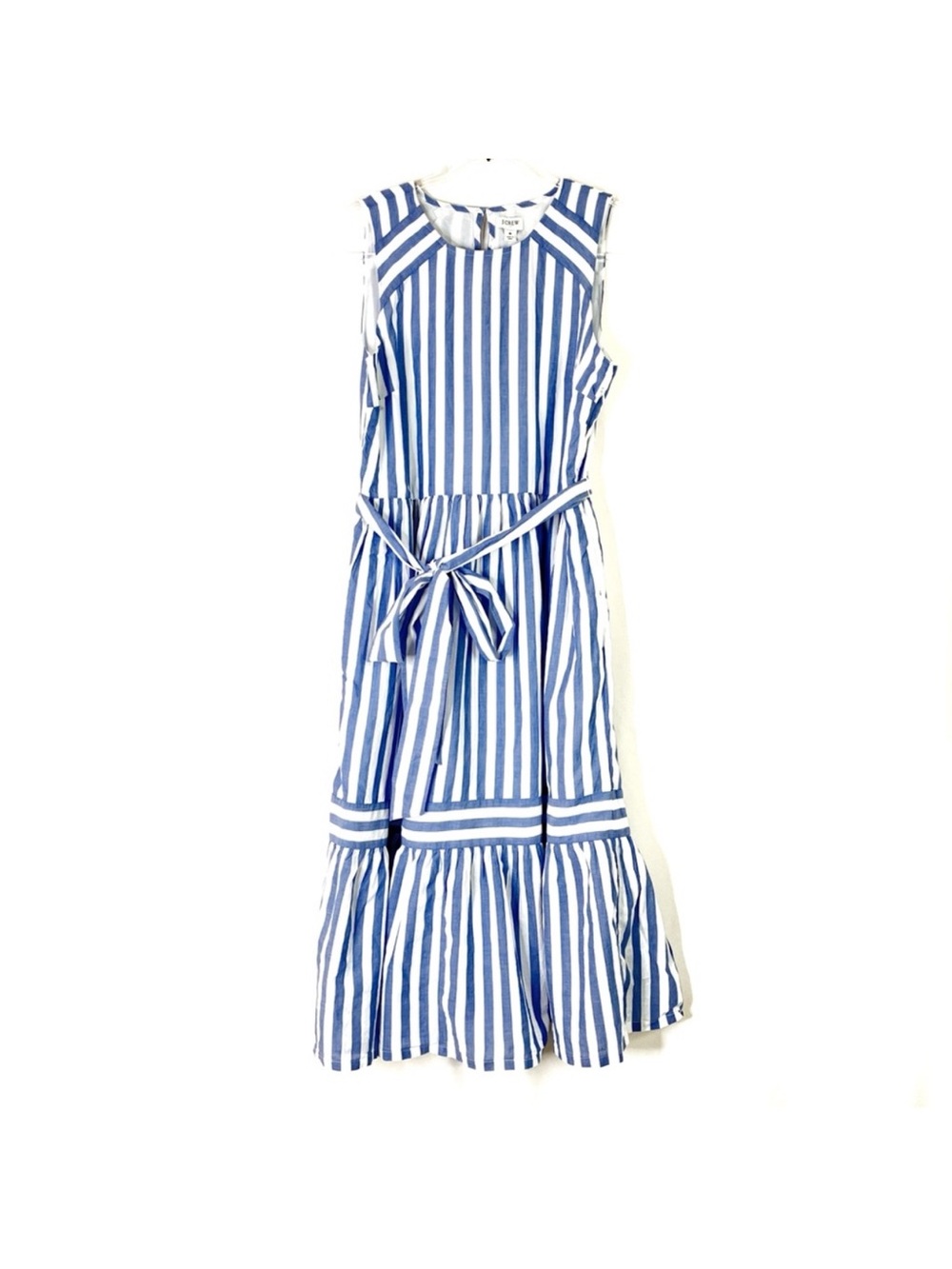J.Crew Factory Summer MIDI Dress Sz 8 Blue White Stripes EUC